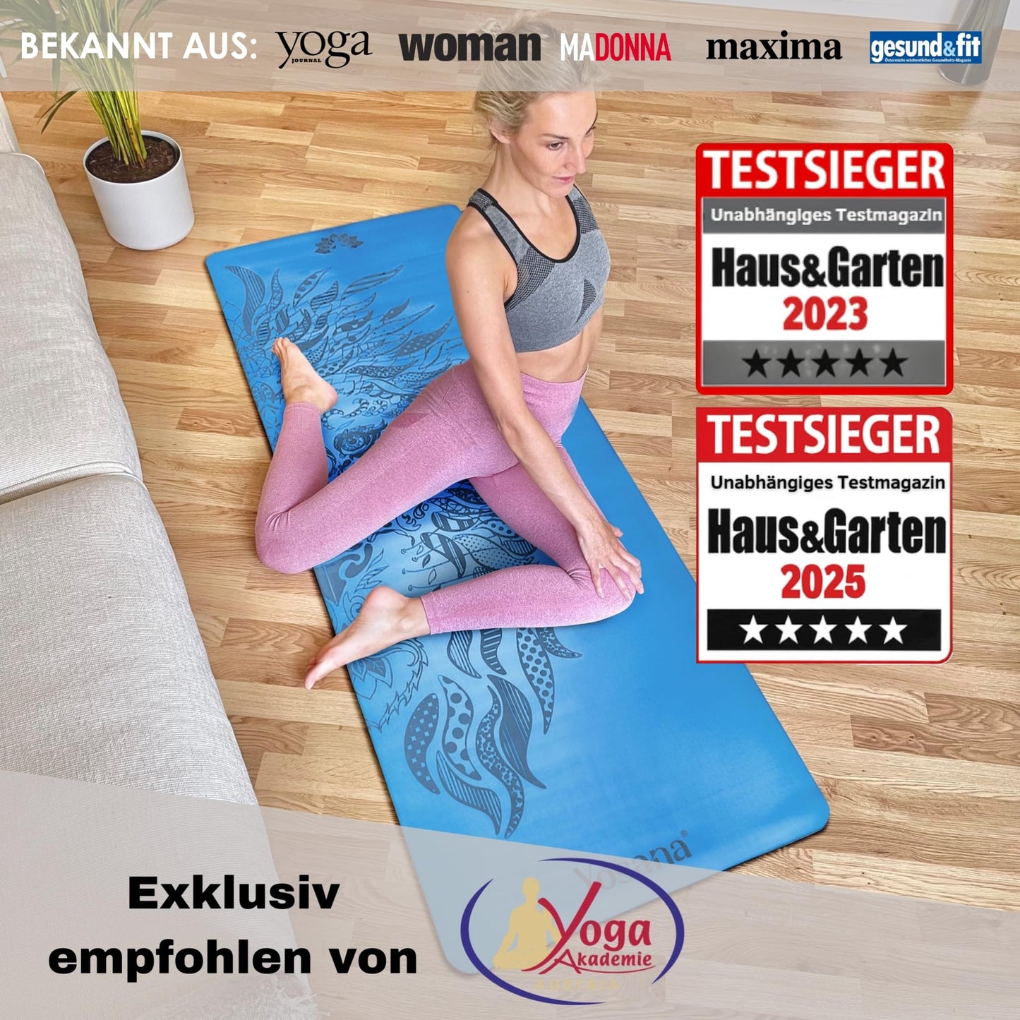 Yogamatte Naturkautschuk Ultra Grip - Extra Breit 68cm 4mm