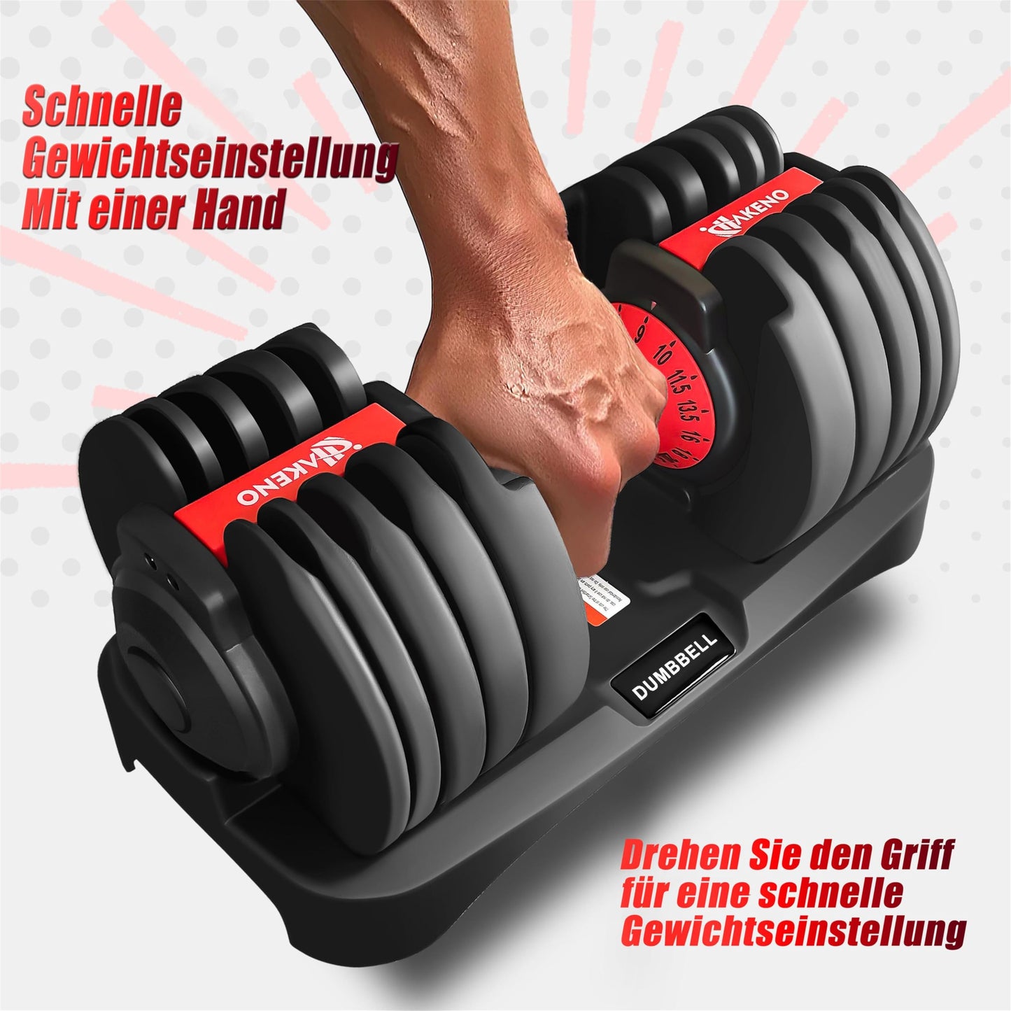 2 x 24/40 kg verstellbare Hanteln, 15-in-1 Hantelset, verstellbare platzsparende Hanteln, Kraft- und Heimtraining, variable Gewichte, platzsparend (24-40 kg)