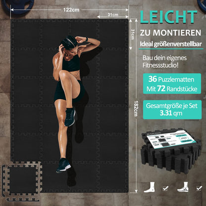 Bodenschutzmatten Fitness Puzzlematten 31x31cm - EVA Schutzmatte