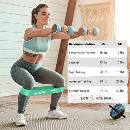 Fitnessbänder 5 Stufen Set 100% Latex - mit Tragetasche & Anleitung