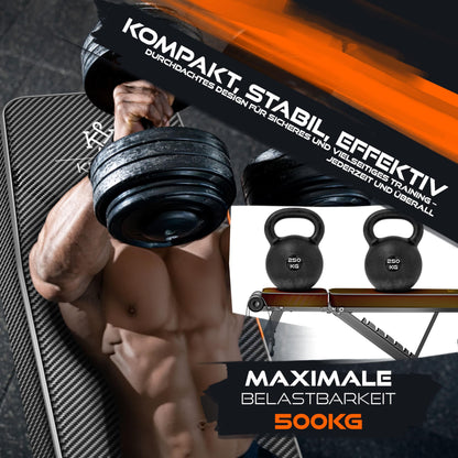 Hantelbank Klappbar 500kg Belastbarkeit - Multifunktional Verstellbar