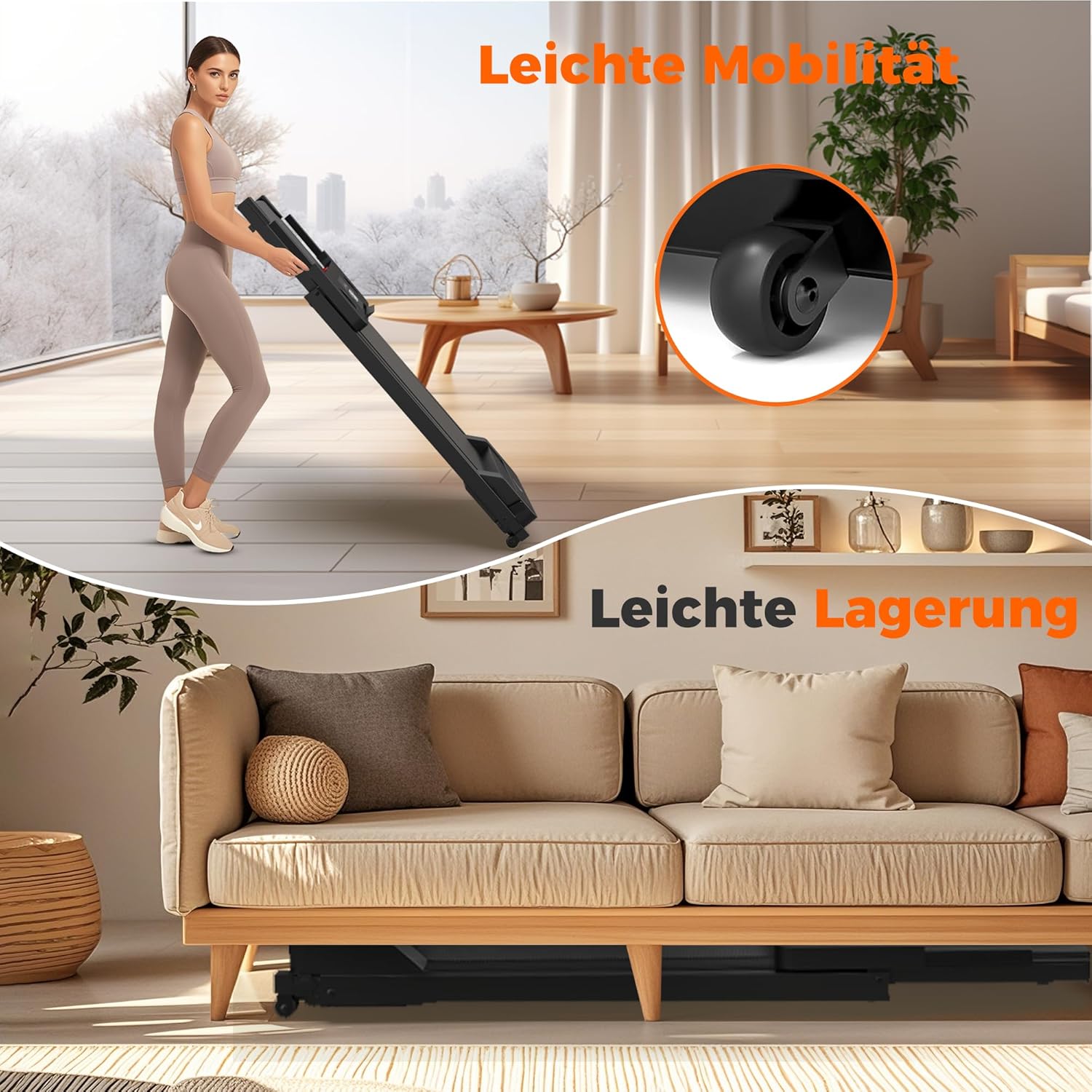 Laufband klappbar schnelle Montage Drehknopf
