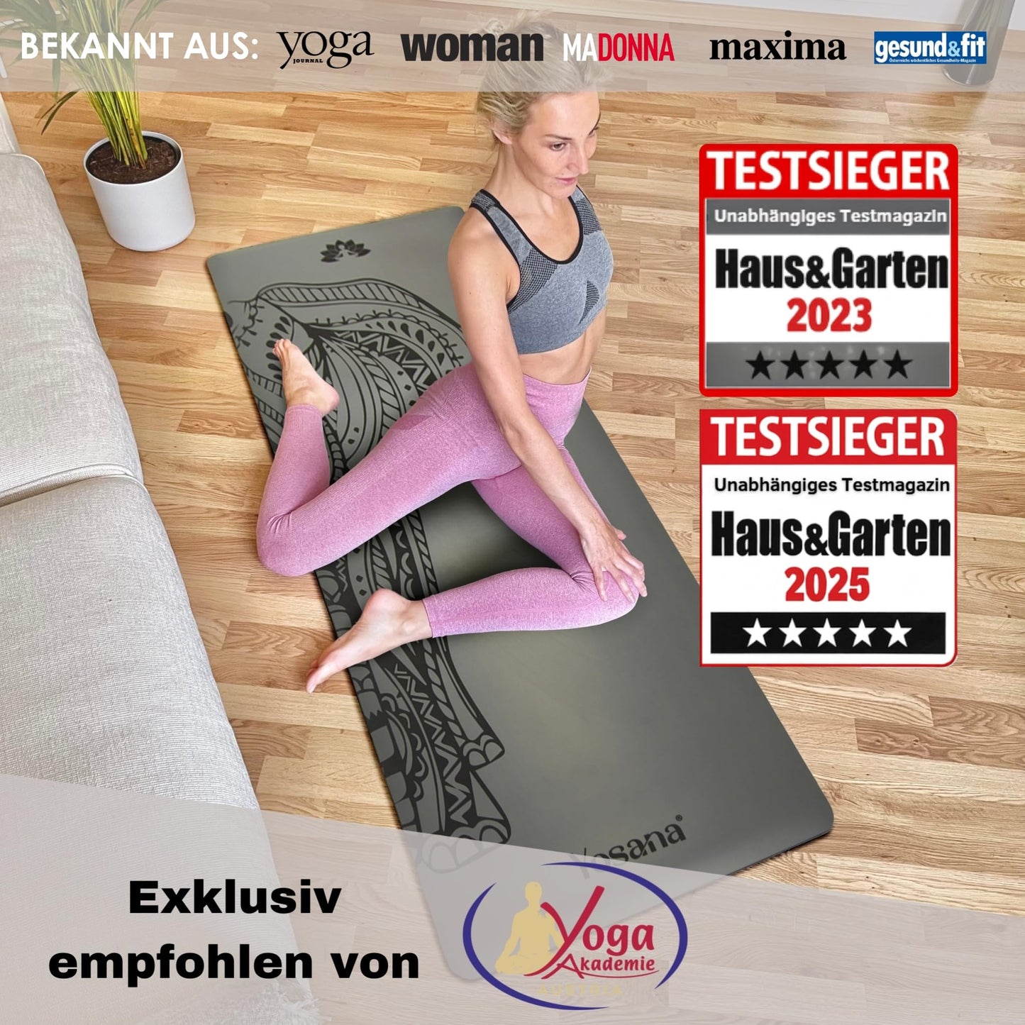 Yogamatte Naturkautschuk Ultra Grip - Extra Breit 68cm 4mm