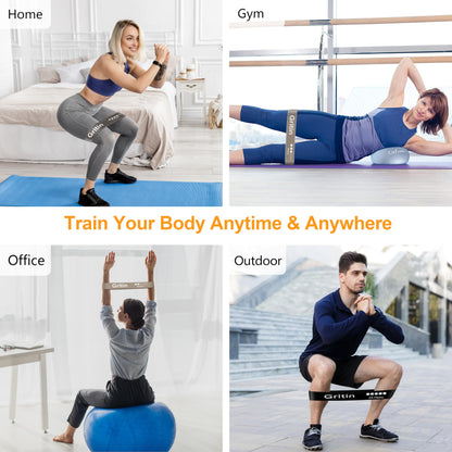 Fitnessbänder 5 Stufen Set 100% Latex - mit Tragetasche & Anleitung