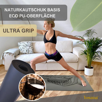 Yogamatte Naturkautschuk Ultra Grip - Extra Breit 68cm 4mm