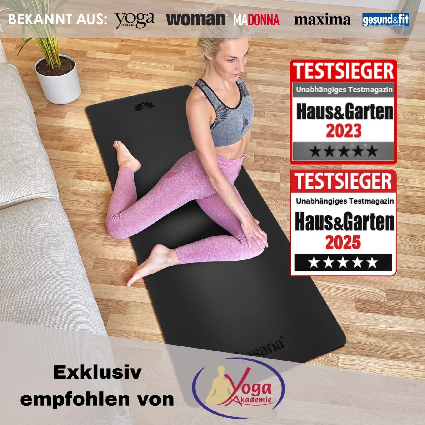 Yogamatte Naturkautschuk Ultra Grip - Extra Breit 68cm 4mm
