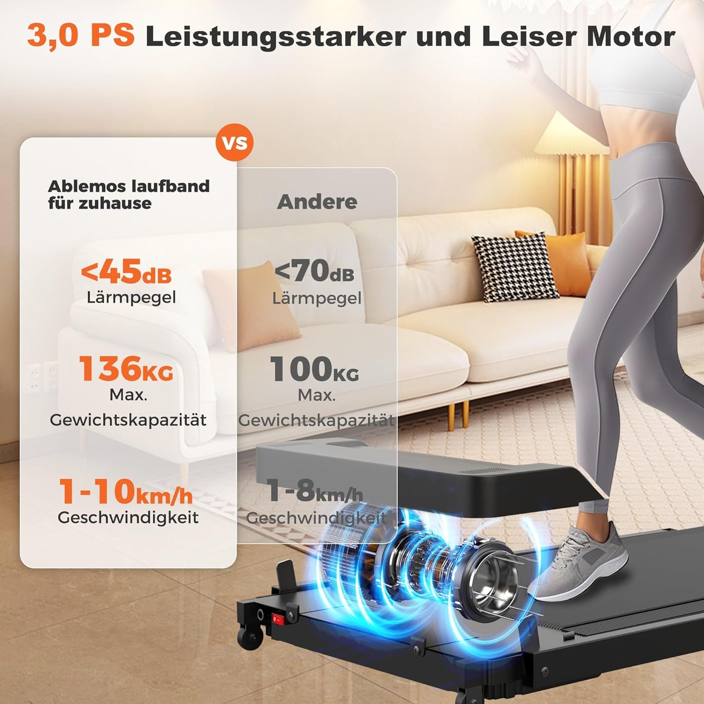 Laufband 3,0 PS mit LED Display 12 Programme
