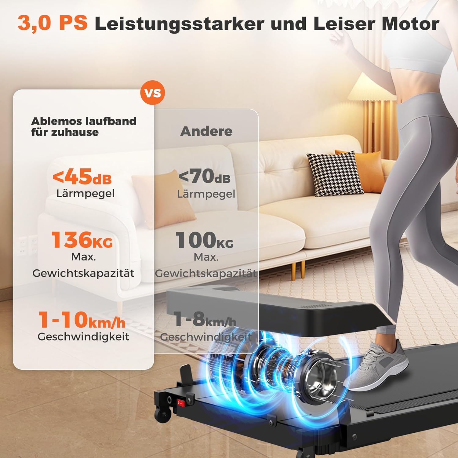 Laufband 3,0 PS mit LED Display 12 Programme
