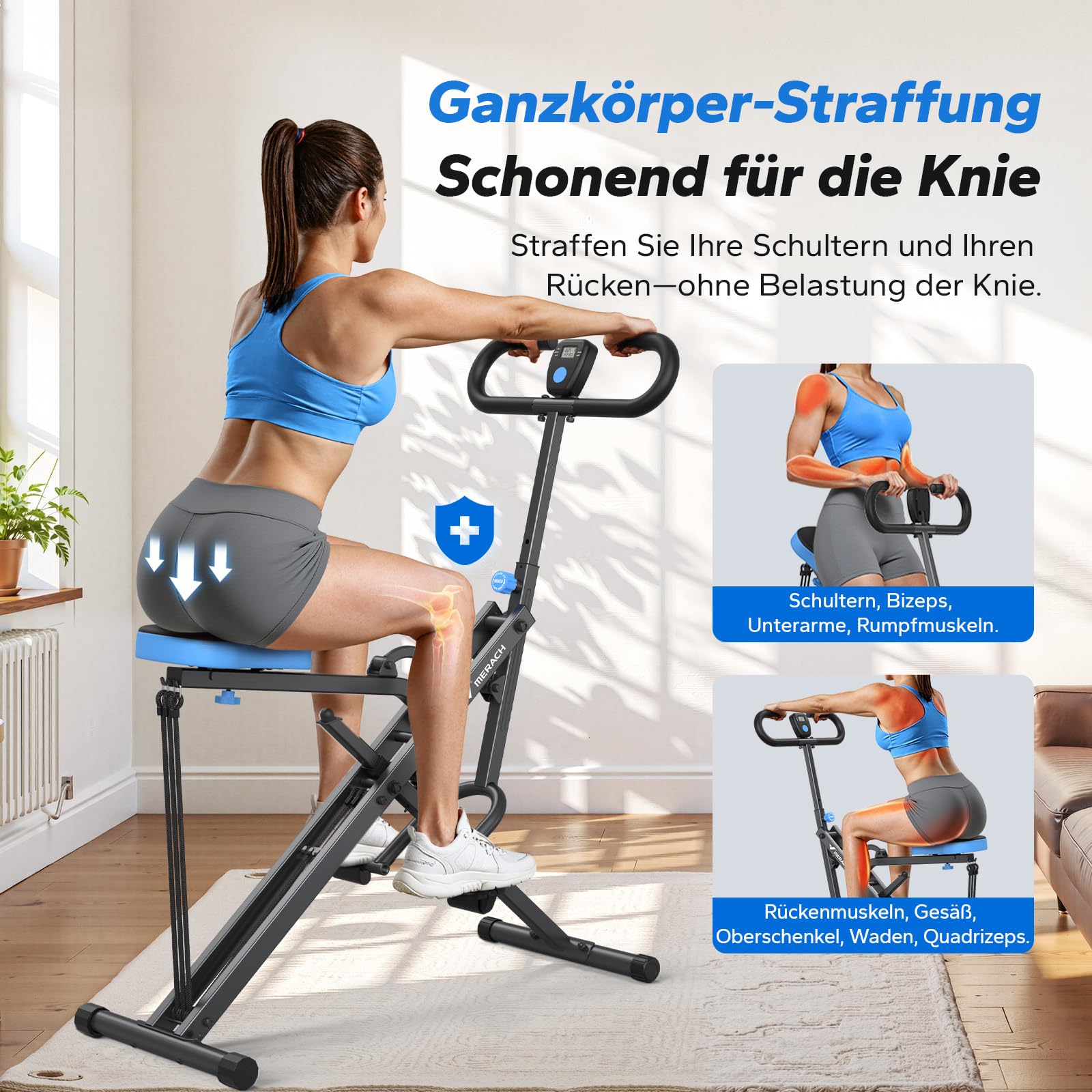 Klappbares Squat Rudergerät bis 160kg belastbar
