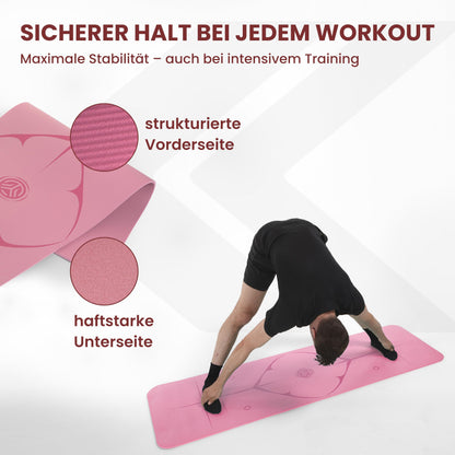 Yogamatte Rutschfest Gelenkschonend - 2 Dicken 1,0 & 1,5 cm NBR