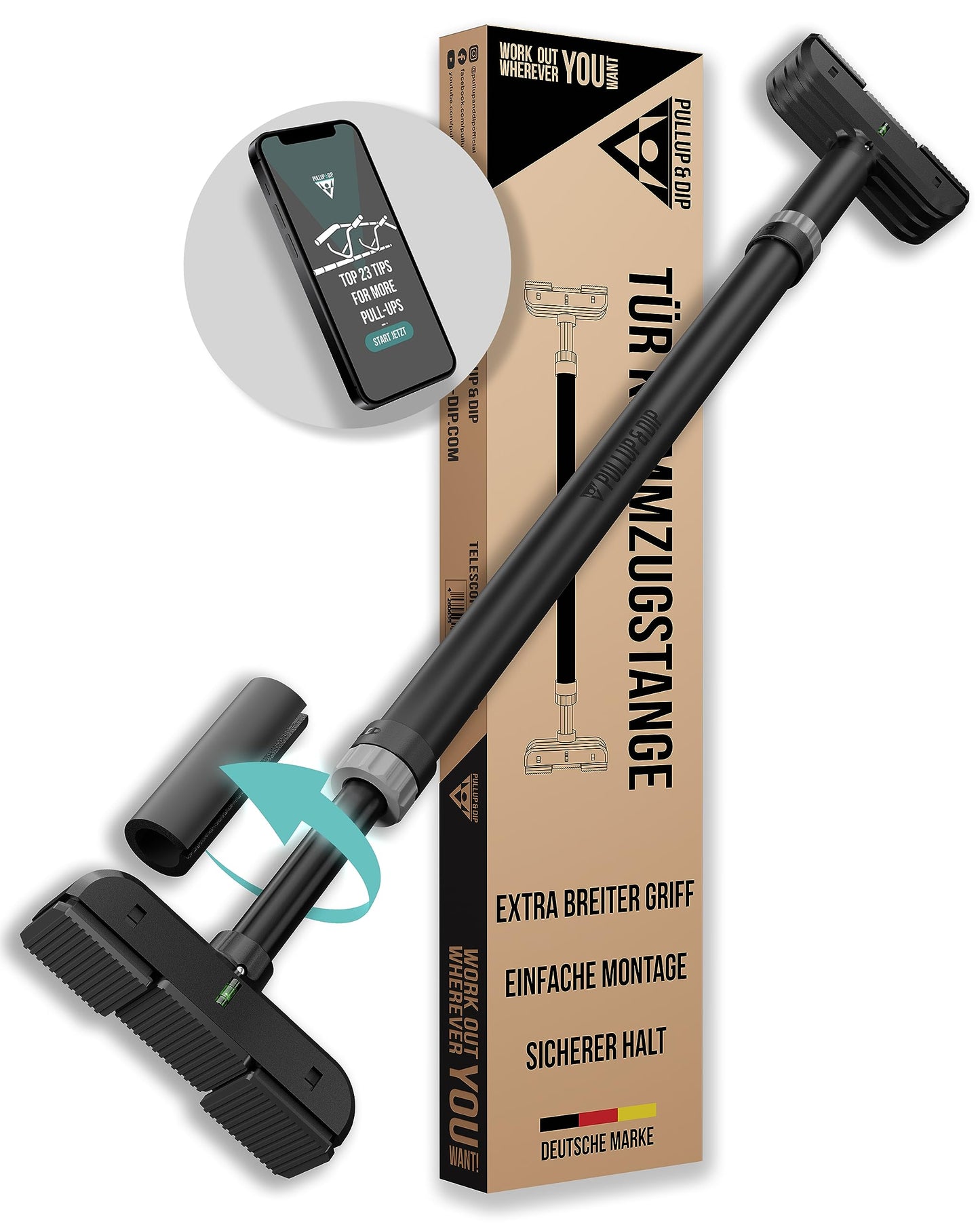 Klimmzugstange Türrahmen gepolsterte Griffe Anti-Rutsch
