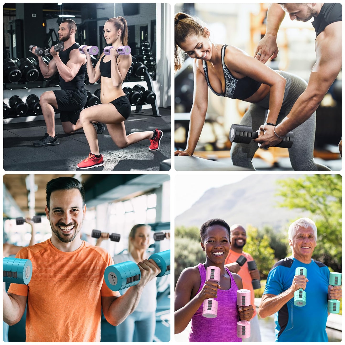 Sportneer Verstellbares Kurzhantel-Set - Kurzhanteln für Frauen, je 1-2,5 kg, 4-in-1 Kurzhantel-Set zu 2, Verstellbares Kurzhantel-Set für Heim-Fitnessstudio, Fitness, Krafttraining, Geschenk