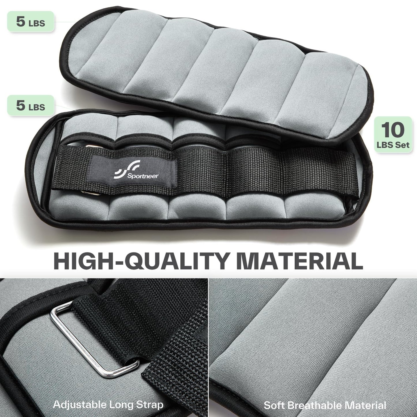 Knöchelgewichte Verstellbar 2er Pack - 0,45-2,25kg pro Knöchel