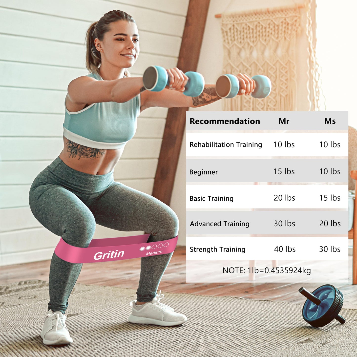 Fitnessbänder 5 Stufen Set 100% Latex - mit Tragetasche & Anleitung