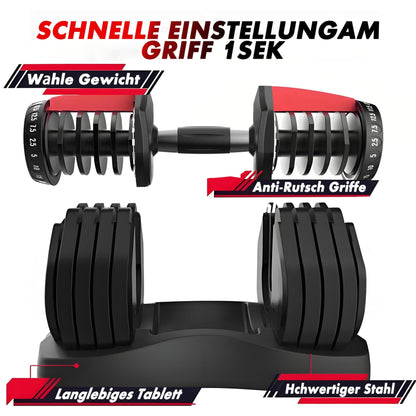 2 x 24/40 kg verstellbare Hanteln, 15-in-1 Hantelset, verstellbare platzsparende Hanteln, Kraft- und Heimtraining, variable Gewichte, platzsparend (24-40 kg)
