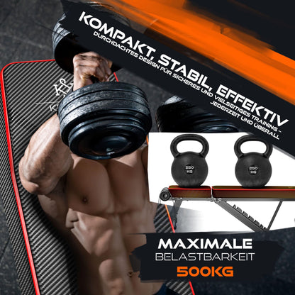 Hantelbank Klappbar 500kg Belastbarkeit - Multifunktional Verstellbar