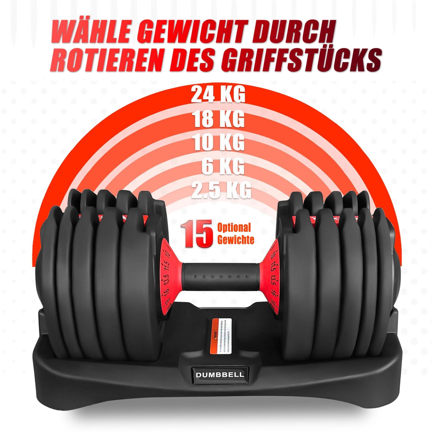 2 x 24/40 kg verstellbare Hanteln, 15-in-1 Hantelset, verstellbare platzsparende Hanteln, Kraft- und Heimtraining, variable Gewichte, platzsparend (24-40 kg)