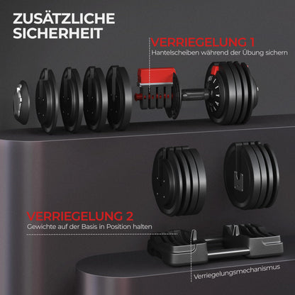 Yaheetech verstellbare Hanteln 18 kg / 24 kg / 40 kg Hantelset Gewichtsstufen Verstellbares Hantelset mit 3/2 Modi