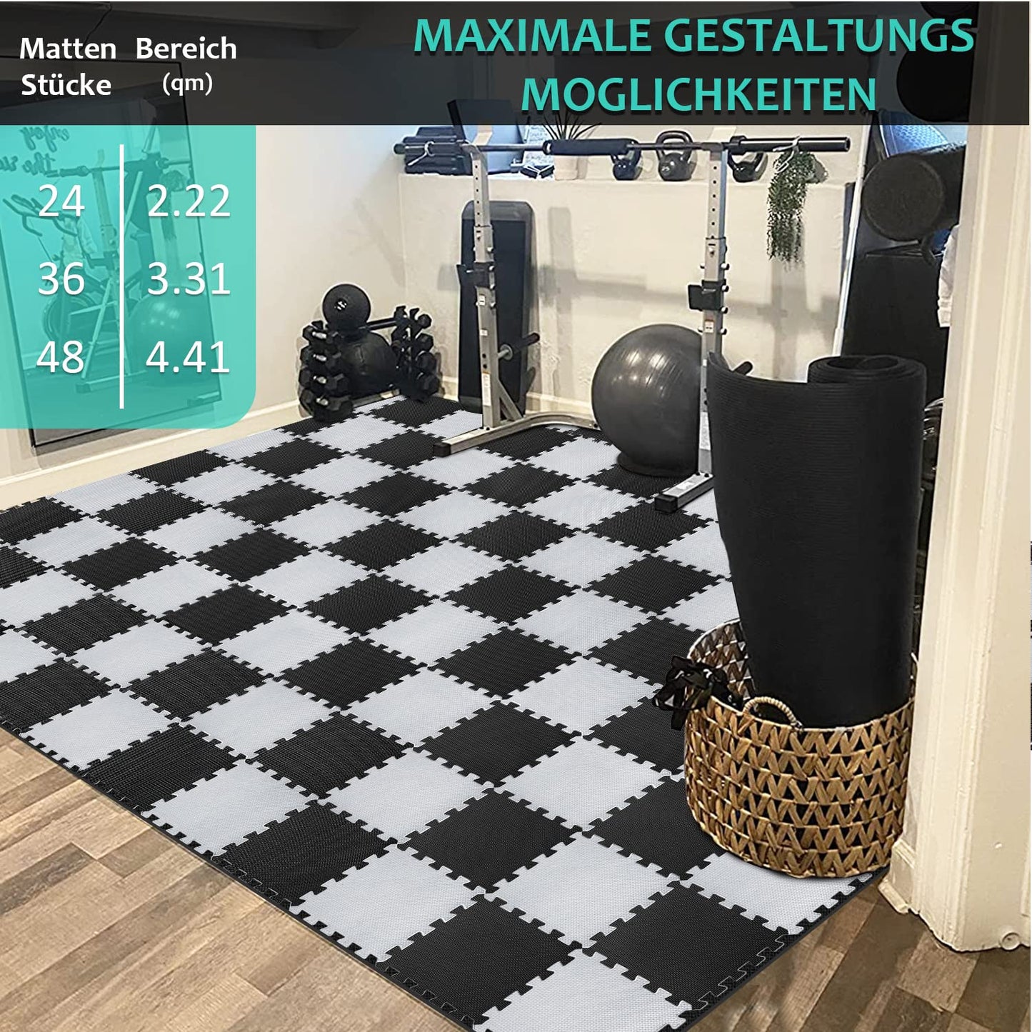 Bodenschutzmatten Fitness Puzzlematten 31x31cm - EVA Schutzmatte