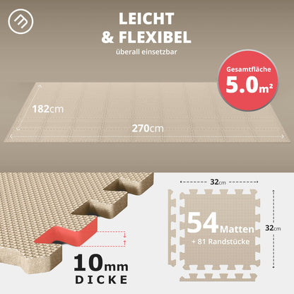 Bodenschutzmatten Puzzlematten 18 Teile - EVA Schutzmatte 1,67m²