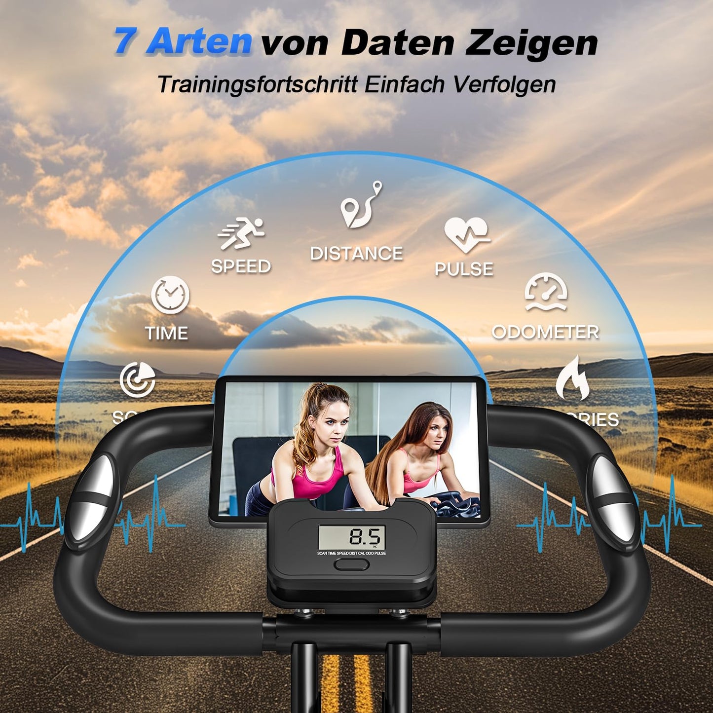 Heimtrainer Fahrrad 5-in-1 Klappbar - 16 Stufen 10dB Leise bis 160kg