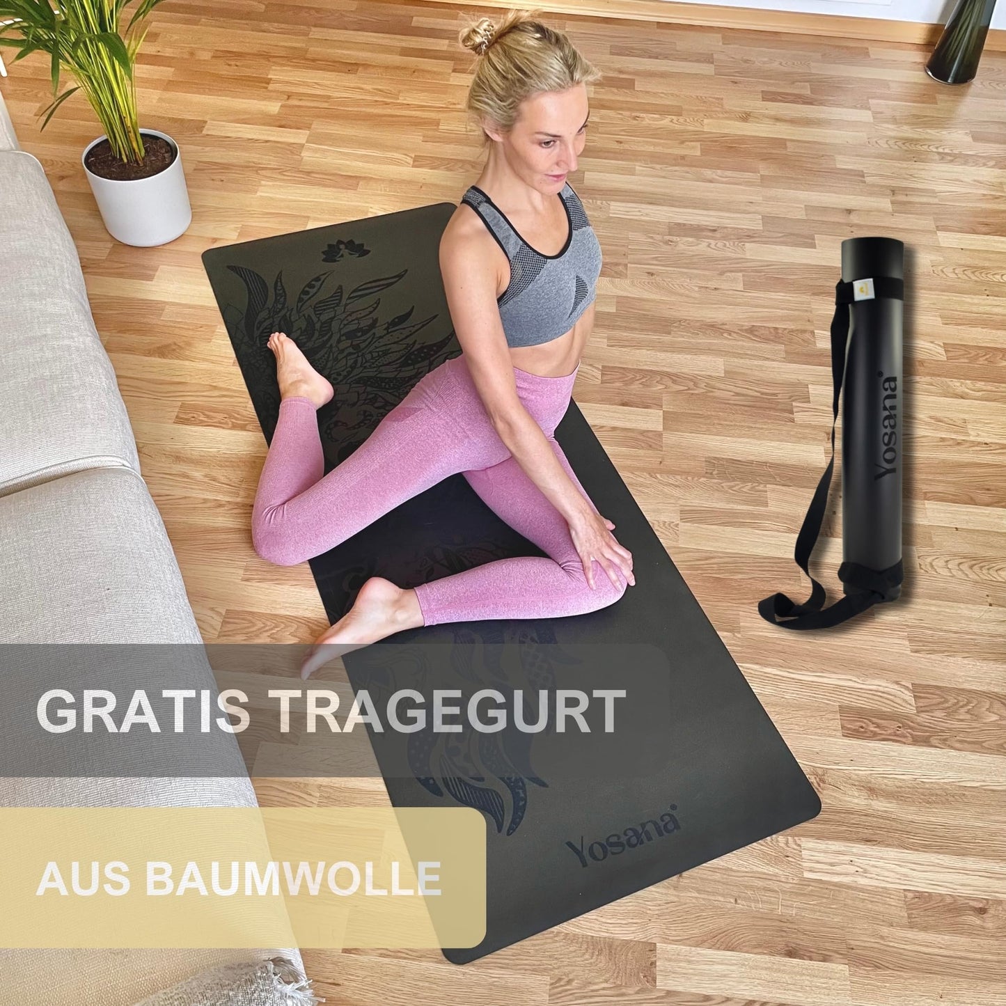 Yogamatte Naturkautschuk Ultra Grip - Extra Breit 68cm 4mm