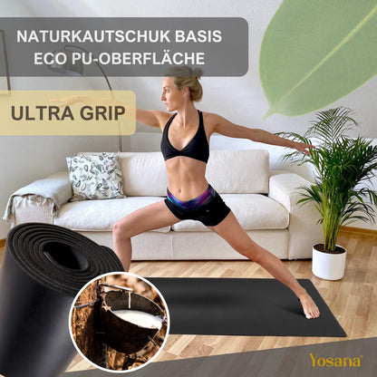 Yogamatte Naturkautschuk Ultra Grip - Extra Breit 68cm 4mm