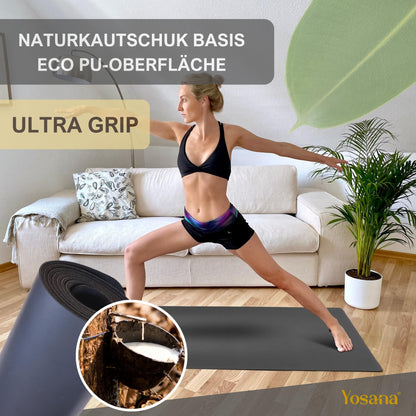 Yogamatte Naturkautschuk Ultra Grip - Extra Breit 68cm 4mm