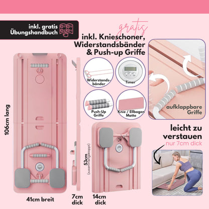 Pro – Klappbarer Pilates-Reformer & Heimtrainer – Über 50 Übungen mit Videoanleitungen – Inklusive Timer, Widerstandsbändern, Griffen & Kniepolstern – Ganzkörpertraining