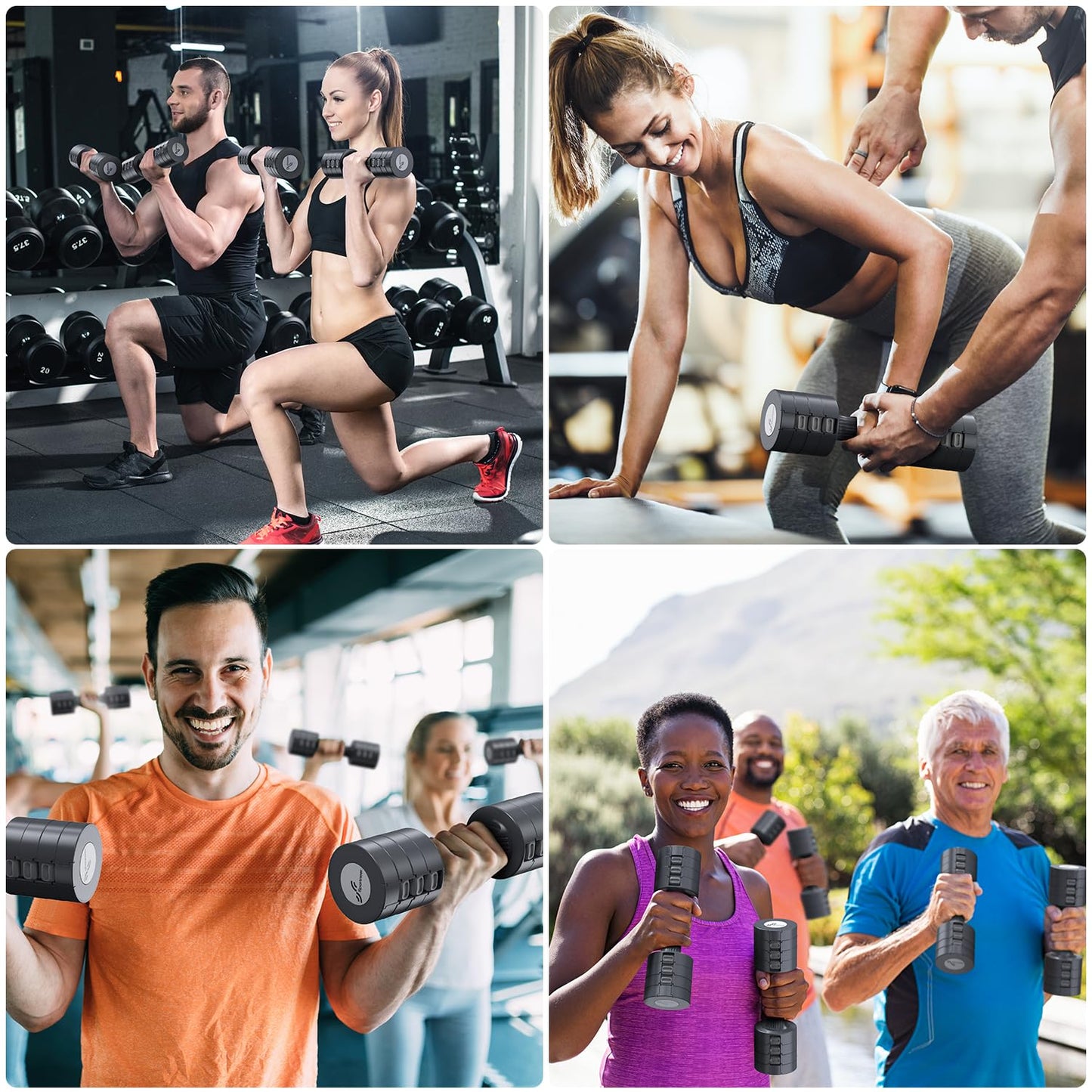 Sportneer Verstellbares Kurzhantel-Set - Kurzhanteln für Frauen, je 1-2,5 kg, 4-in-1 Kurzhantel-Set zu 2, Verstellbares Kurzhantel-Set für Heim-Fitnessstudio, Fitness, Krafttraining, Geschenk