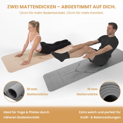 Yogamatte Rutschfest Gelenkschonend - 2 Dicken 1,0 & 1,5 cm NBR