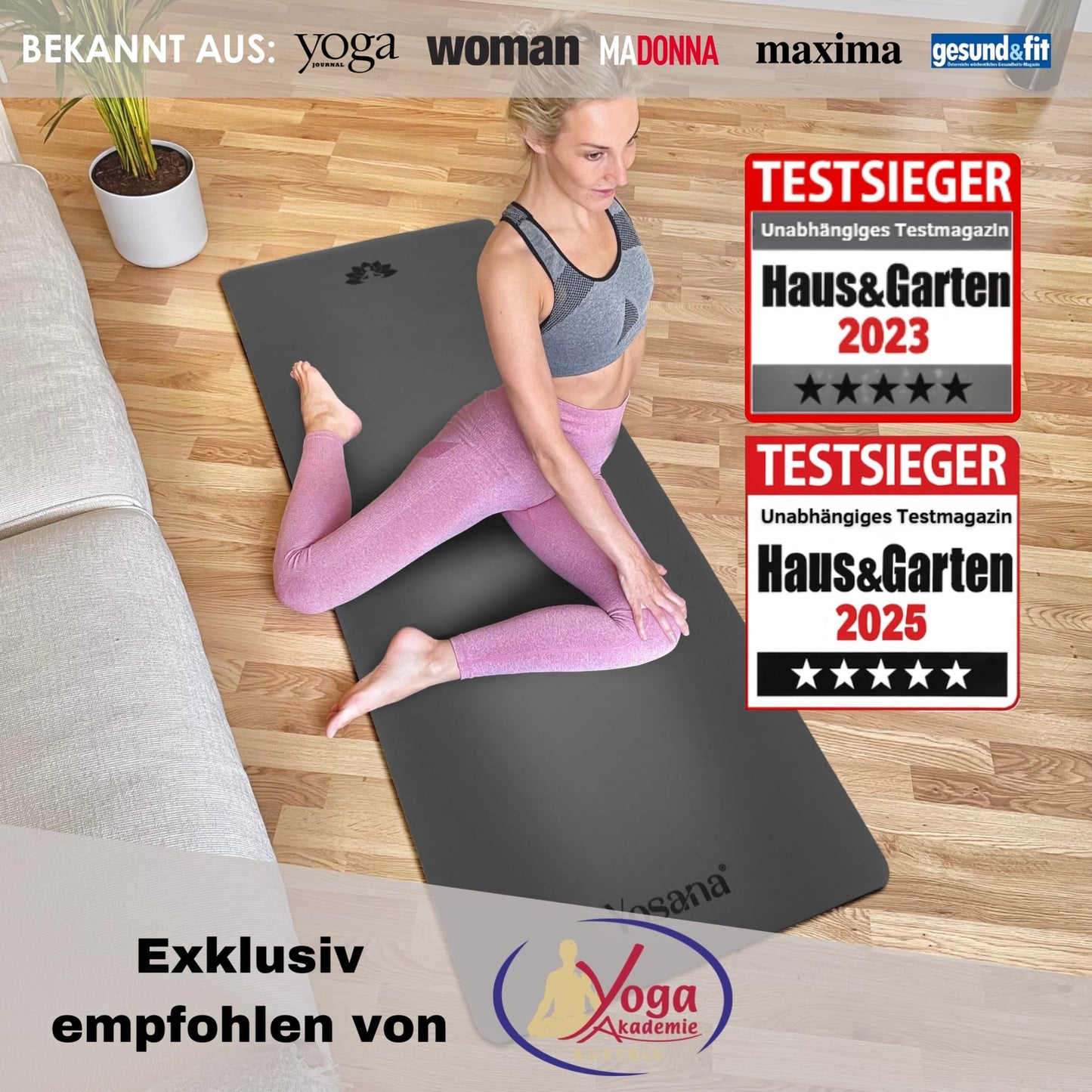 Yogamatte Naturkautschuk Ultra Grip - Extra Breit 68cm 4mm