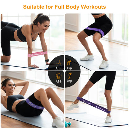 Fitnessbänder 5 Stufen Set 100% Latex - mit Tragetasche & Anleitung