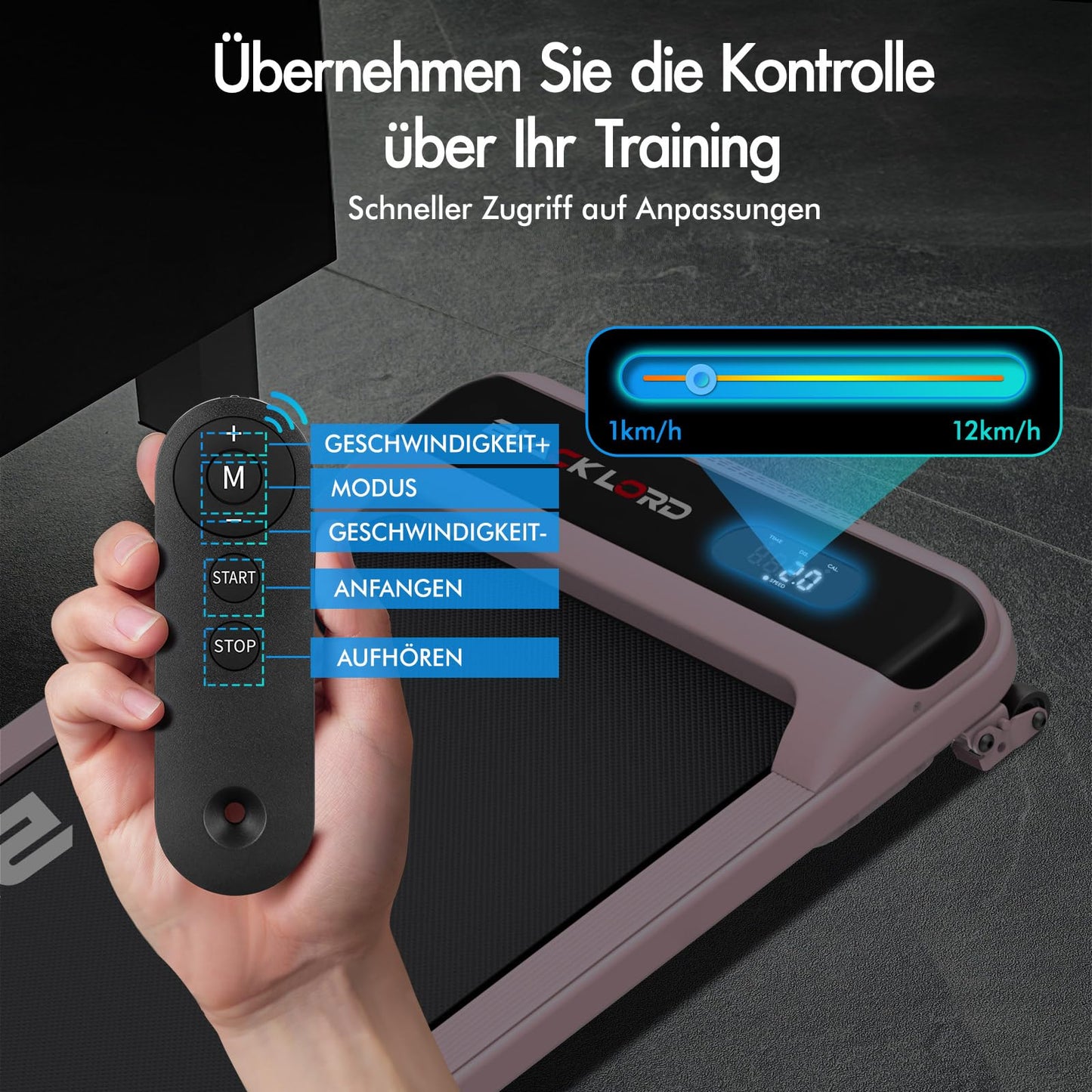 Laufband Walking Pad Klappbar 2,2 PS - Bluetooth LED bis 120kg