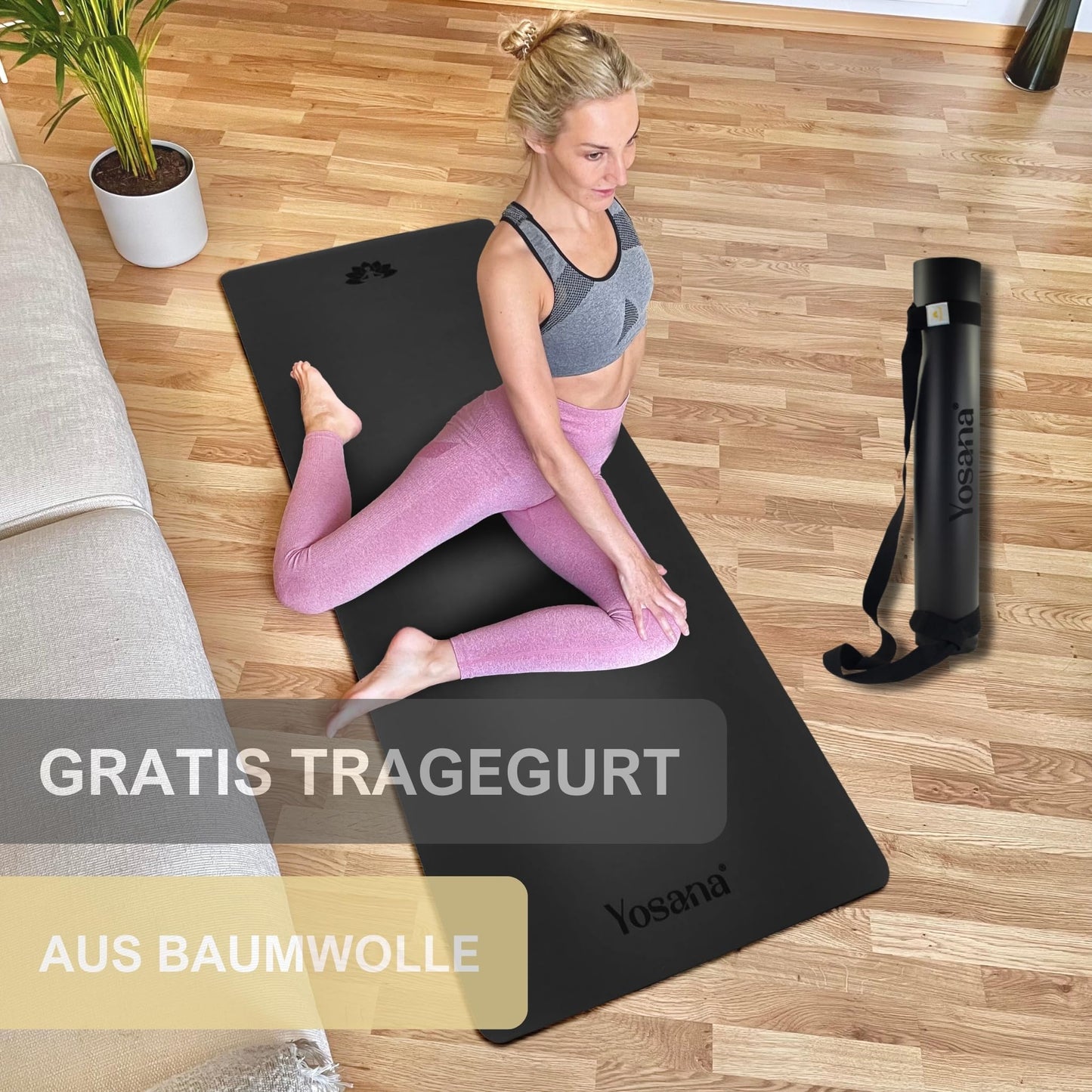 Yogamatte Naturkautschuk Ultra Grip - Extra Breit 68cm 4mm
