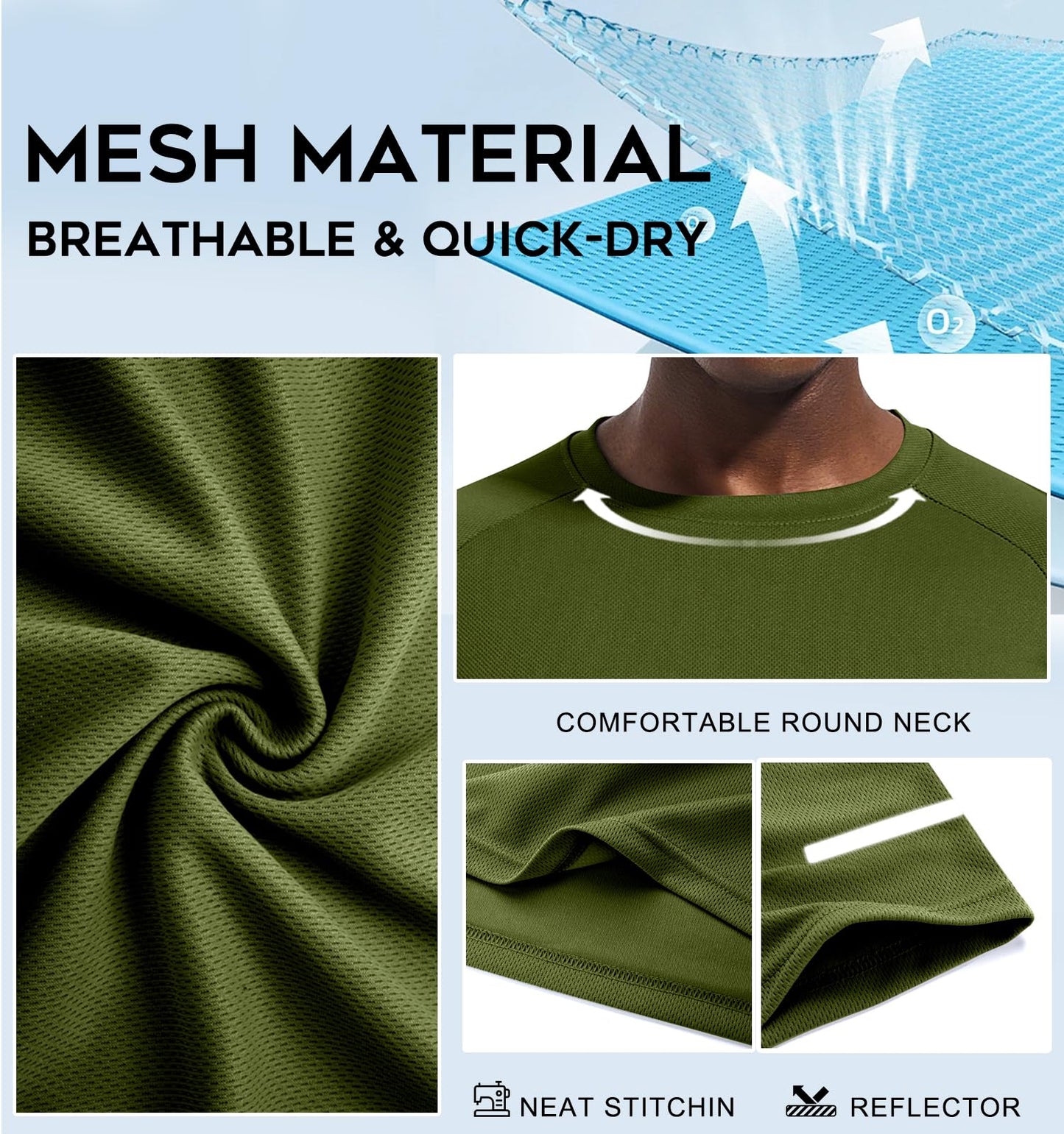 Sport T-Shirt Herren 3er/5er Pack - Atmungsaktiv & Schnelltrocknend