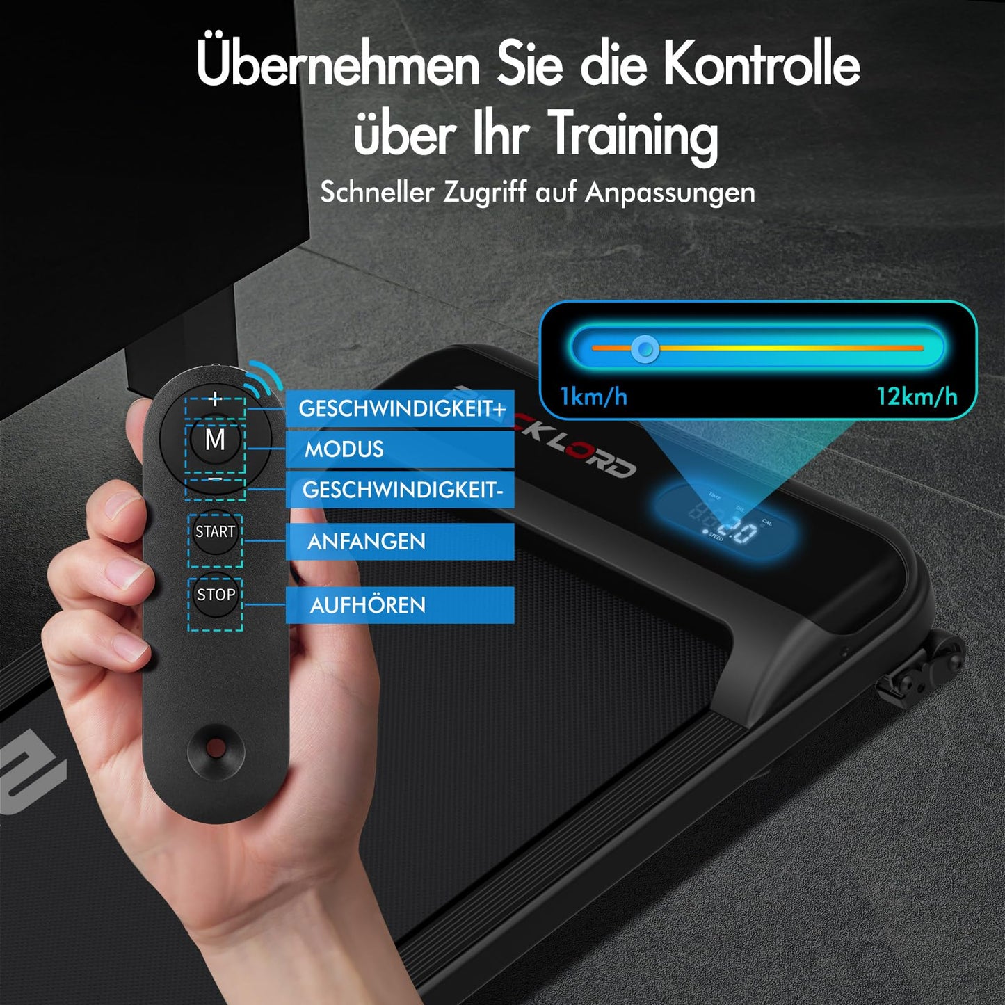 Laufband Walking Pad Klappbar 2,2 PS - Bluetooth LED bis 120kg