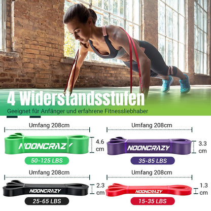 Widerstandsbänder 4 Stufen Set - mit Türanker & Griffen Fitnessbänder