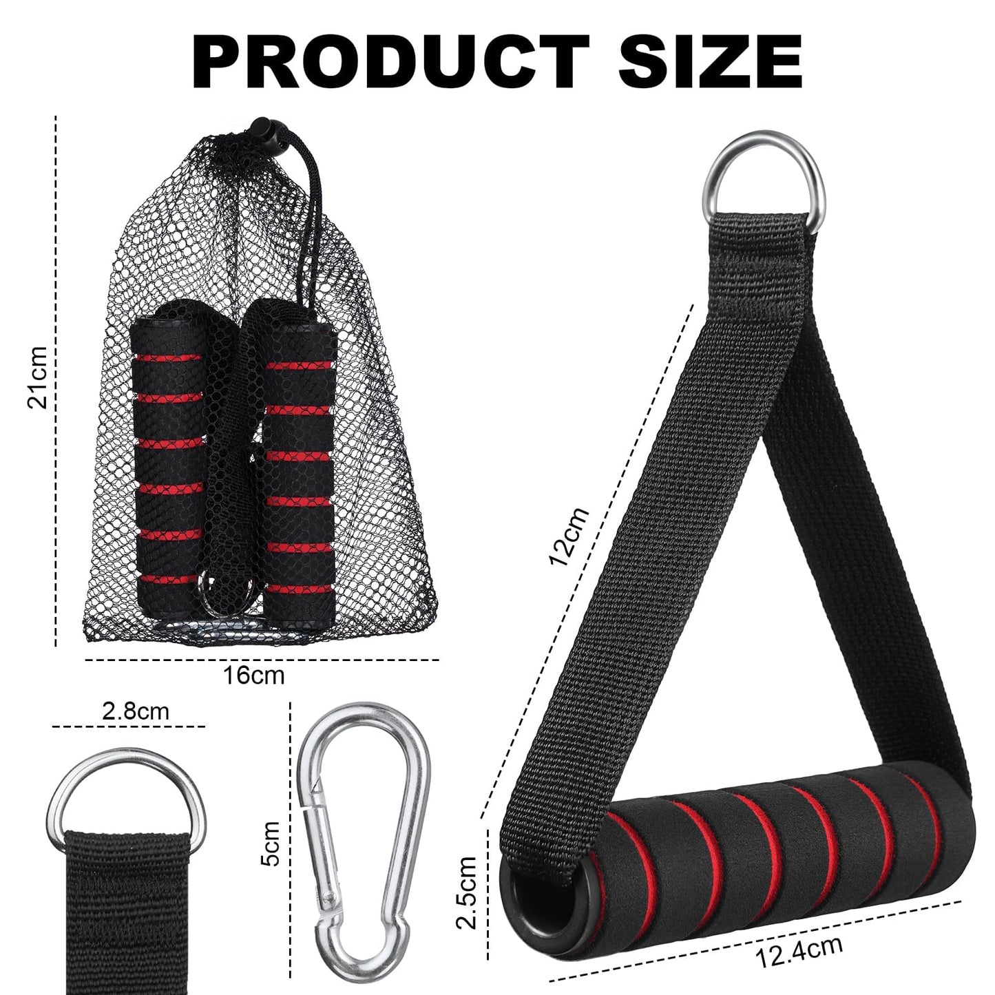 Fintronic Griffe für Fitnessbänder, Packung mit 2 einzelnen Kabelzuggriffen für Widerstandsbänder, Silikongriffe mit Karabinerhaken, Zubehör für Widerstandsbänder für Fitness, Flaschenzug, Power Tower, Trizeps-Übungen