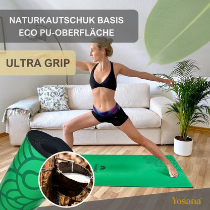 Yogamatte Naturkautschuk Ultra Grip - Extra Breit 68cm 4mm