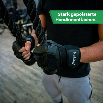 Trainingshandschuhe mit Handgelenkstütze - Leder Fitnesshandschuhe
