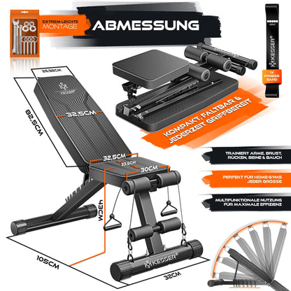 Hantelbank Klappbar 500kg Belastbarkeit - Multifunktional Verstellbar